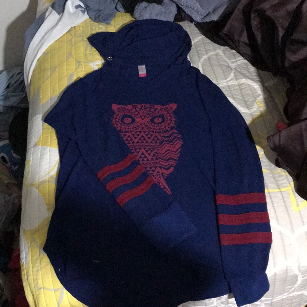 Navy Owl Hooded T-Shirt